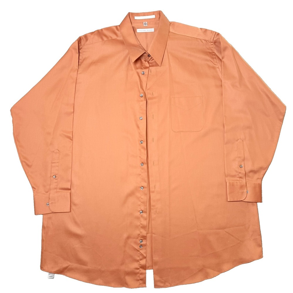 Geoffrey Beene‎ Mens Dress Shirt Size 19 35/36 Tall Burnt Orange Wrinkle Free